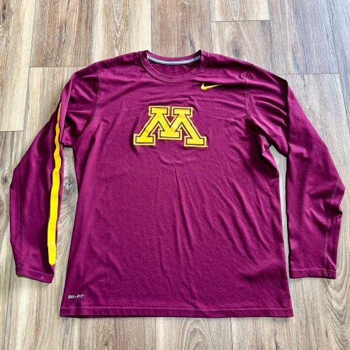 Nike University of Minnesota Golden Gophers Dri-Fit Long Sleeve Shirt, L