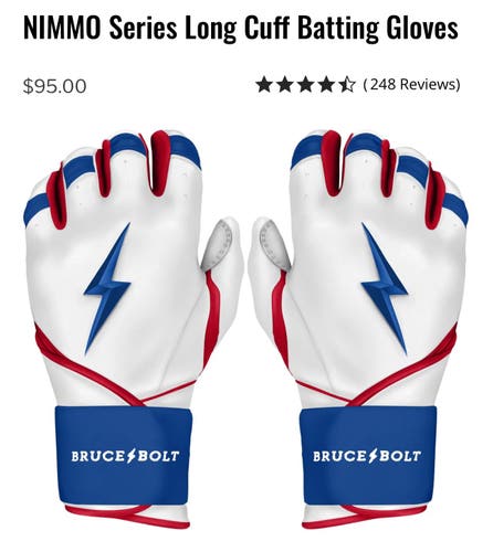 New Youth Large Bruce Bolt Long Cuff Batting Gloves