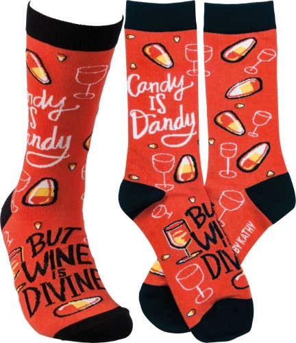 Candy Is Dandy But Wine Is Divine LOL Socks
