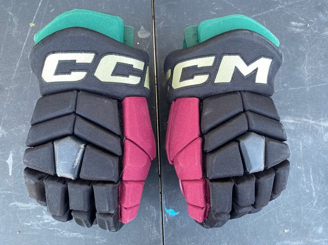 CCM HGTK Tacks Pro Stock Hockey Gloves 14" Black COYOTES 5809