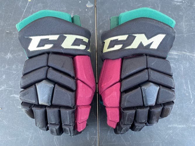 CCM HGTK Tacks Pro Stock Hockey Gloves 14" Black COYOTES 5810