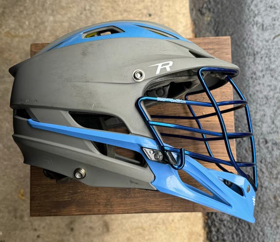 Gray and Chrome Blue Used Cascade R Helmet