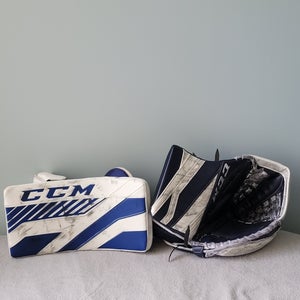 Used CCM Hockey Goalie Intermediate Catcher and Blocker (Blue)