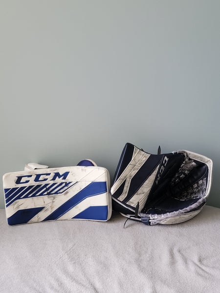 Used CCM Hockey Goalie Intermediate Catcher and Blocker (Blue)