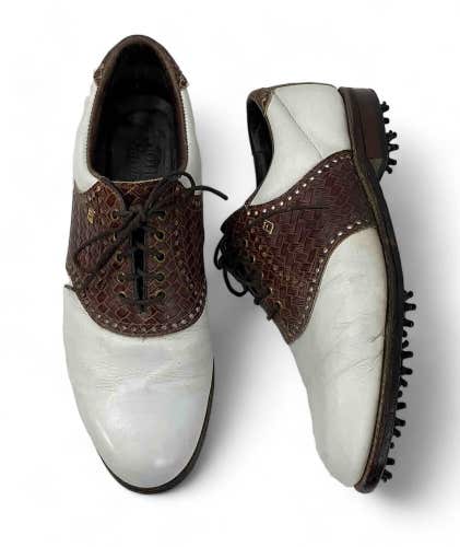 Footjoy Classics Mens Golf Shoes Sz 8 D Brown & White