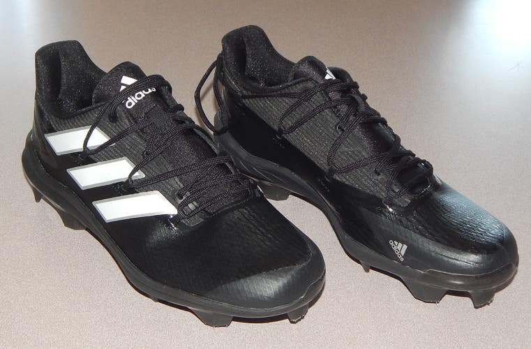 USED ONCE ADIDAS Adizero Afterburner 8 Pro TPU Baseball Cleats Men's Size 8.5 Black & White FZ4220