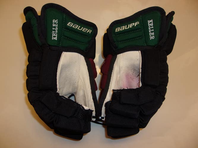ARIZONA COYOTES Clayton Keller game-worn 13-inch Bauer Pro Series kachina-style gloves