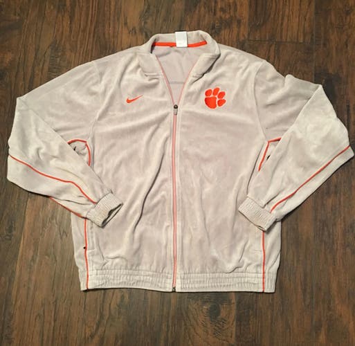 Vintage Clemson Tigers NCAA ACC Basketball Nike Suede Zip-Up Jacket Size Large