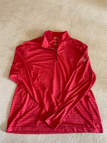 Cutter And Buck Red Striped Quarter Zip XXL Embroidered