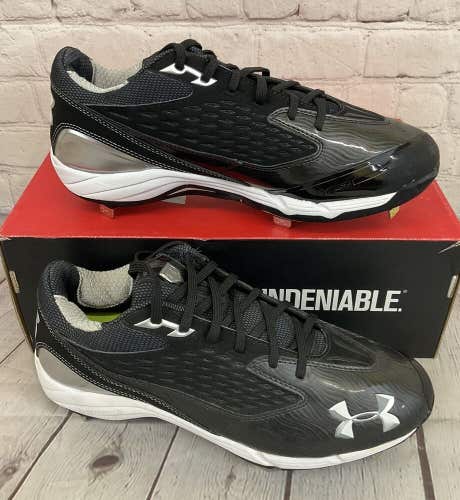 Under Armour Natural II Low Men's Metal Baseball Cleats Black White US Size 9