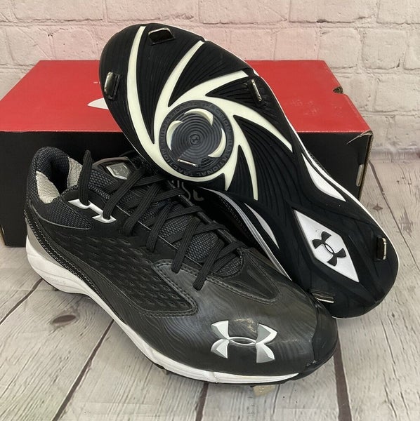 Under Armour Natural II Low Men's Metal Baseball Cleats Black White US Size 9