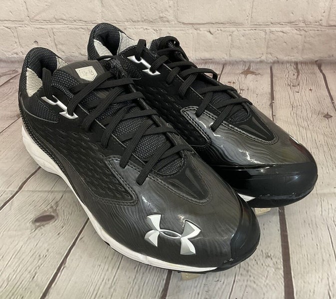 Under Armour Natural II Low Men's Metal Baseball Cleats Black White US Size 9