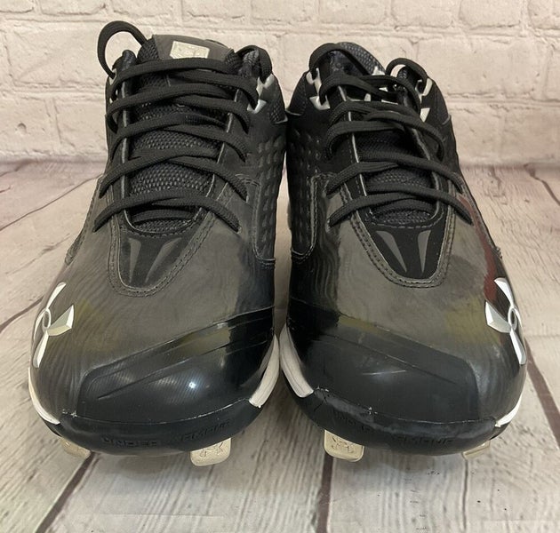 Under Armour Natural II Low Men's Metal Baseball Cleats Black White US Size 9