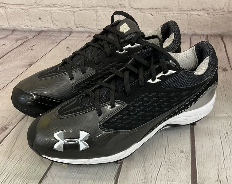 Under Armour Natural II Low Men's Metal Baseball Cleats Black White US Size 9