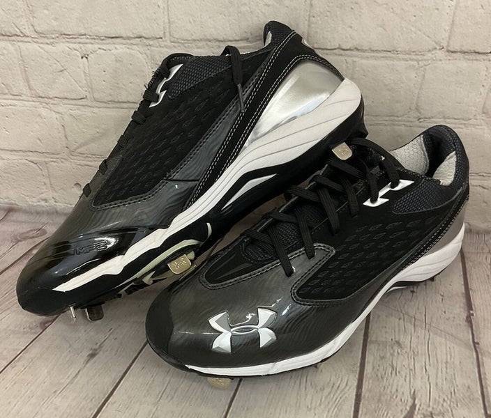 Under Armour Natural II Low Men's Metal Baseball Cleats Black White US Size 9