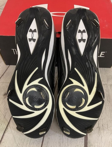 Under Armour Natural II Low Men's Metal Baseball Cleats Black White US Size 9
