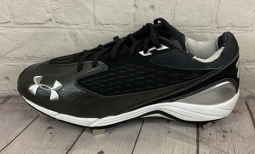 Under Armour Natural II Low Men's Metal Baseball Cleats Black White US Size 9