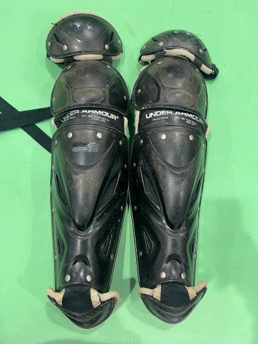 Black Used Intermediate Under Armour Catcher's Leg Guards