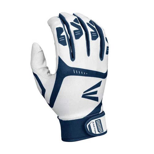 New Easton Gametime Batting Gloves youth large white/navy blue baseball softball