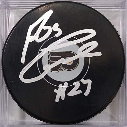 REGGIE LEACH Autographed Philadelphia Flyers NHL Hockey Puck Signed