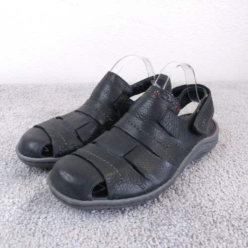 Clarks Hapsford Cove Leather Fisherman Sandals Mens 8 Black Comfort Shoes 68086