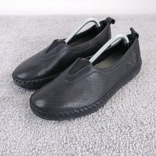 Flexi Womens 8 Comfort Shoes Slip On Soft Black Leather Flats