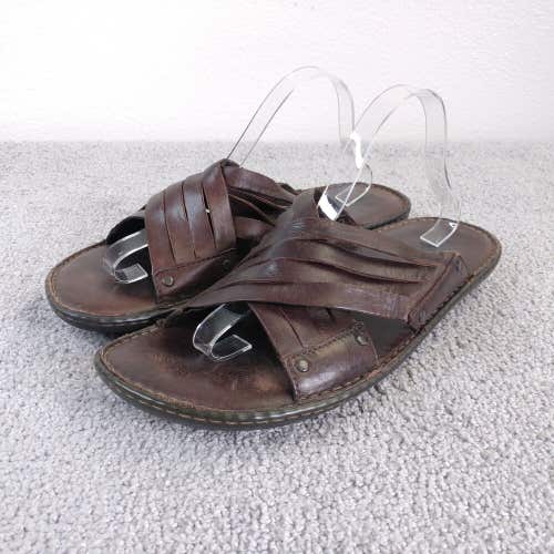 Born Crown Sandals Mens 11 Shoes Brown Leather Slip On Slides Open Toe