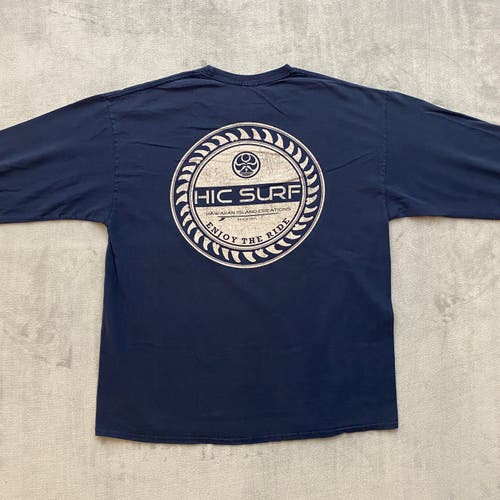 Vintage Y2K Hawaiian Island Creations T Shirt XL Blue HIC SURF 2-Sided Logo Tee
