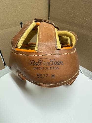 VINTAGE AND RARE STALL AND DEAN LEATHER 6 SPOKE HOCKEY HELMET