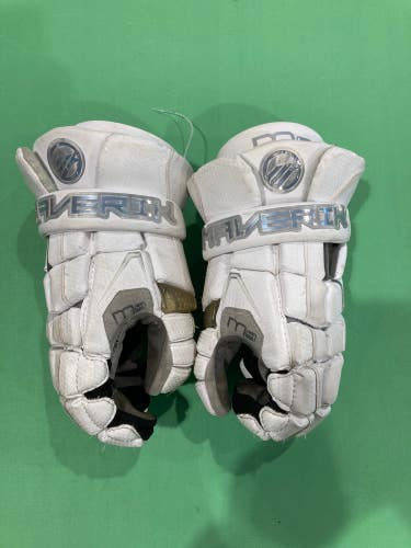 White Used Maverik M4 Lacrosse Gloves 13"
