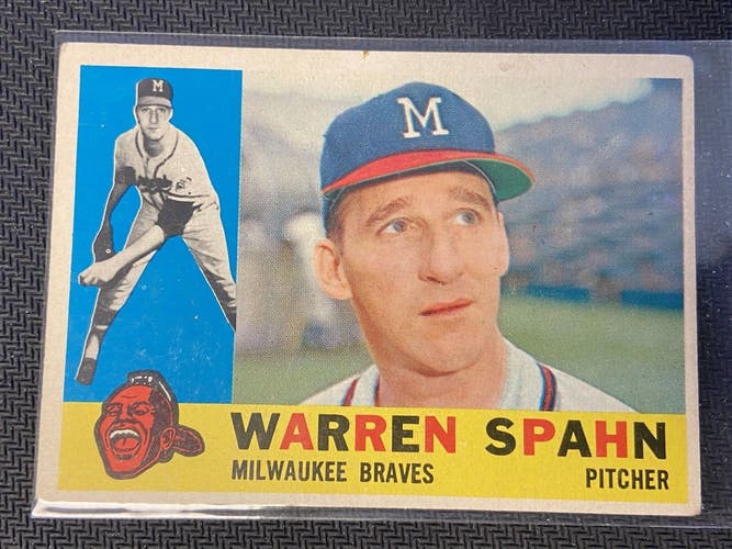 1960 Topps Baseball #445 Warren Spahn Milwaukee Braves Vintage Baseball Card