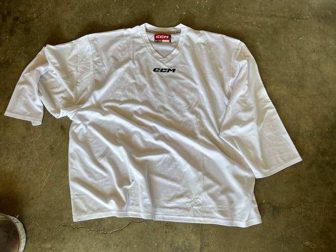 New White CCM Goalie Cut Men's Practice Jersey