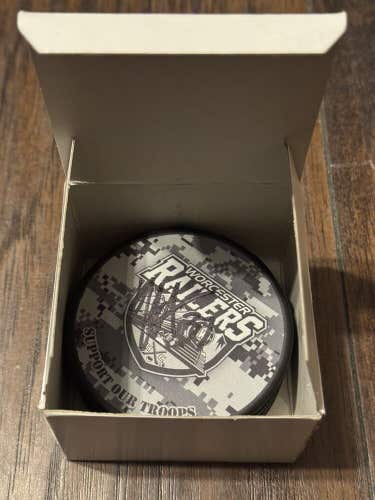 Reece Newkirk #37 Worcester Railers Military Night Autographed Mystery Puck