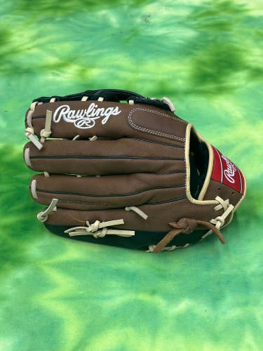 Brown Used Rawlings Premium Series Right Hand Throw Outfield Baseball Glove 12.75"
