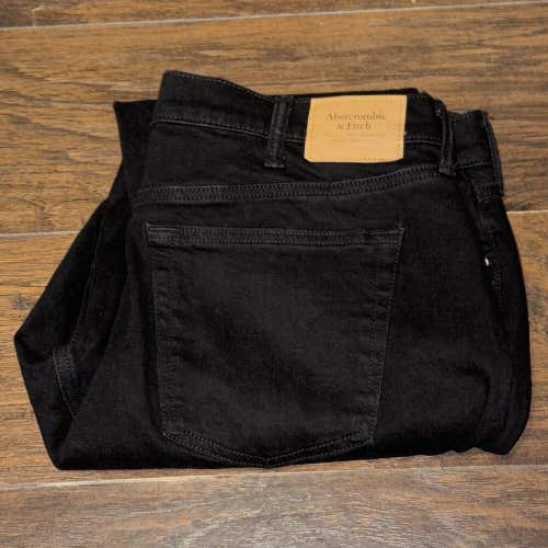 New Abercrombie & Fitch Jeans Men 36X32 Athletic Slim Fit Black Distressed Denim