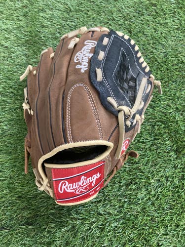 Brown Used Rawlings Premium Series Right Hand Throw Pitcher's Baseball Glove 12"