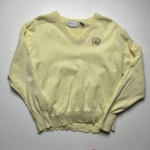 Vintage Ann Arbor Golf and Outing Club V-Neck Sweater Michigan Yellow Sz Large