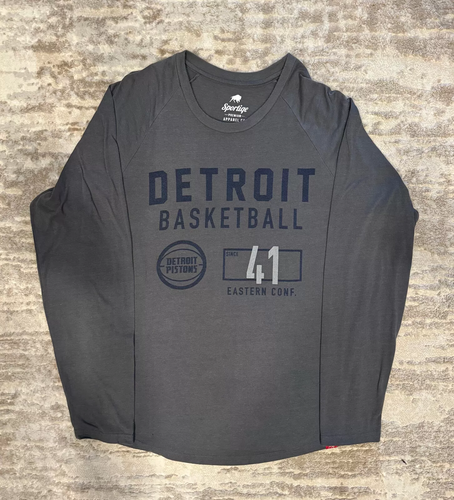 Sportige Detroit Pistons Shirt Adult XL Grey Long Sleeve NBA Basketball Mens