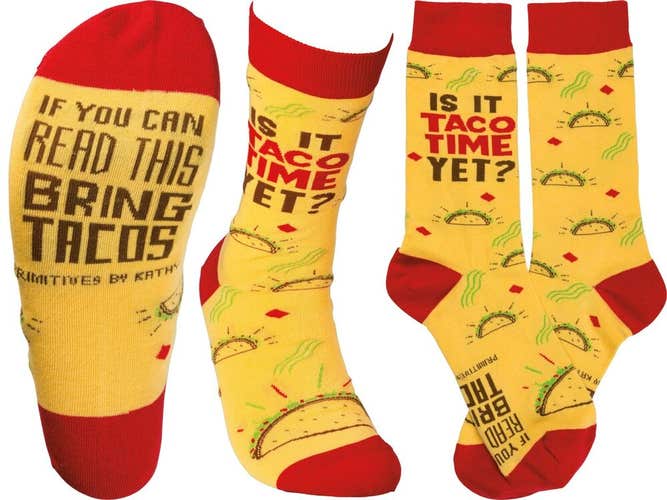 Is It Taco Time Yet Socks - Adult Unisex Themed Socks