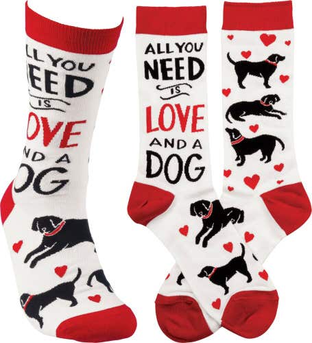 All you Need Is Love And A Dog Socks - Adult Unisex Themed Socks