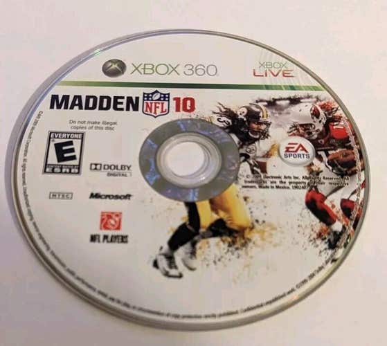 Madden NFL 10 (Microsoft Xbox 360, 2009) - Disc Only - Football - Video Game