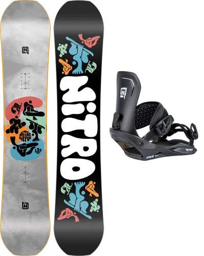 Nitro Ripper Boys Snowboard 137 cm with Nitro Charger Bindings Black New 2025