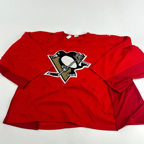 Used Red Pittsburgh Penguins Practice Jersey | Goalie Cut Large | C471