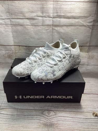 Under Armour Spotlight Lux Suede 2.0 Cleats Mens 10.5 White Silver 3024251-101