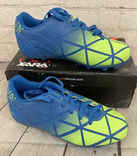 Xara Soccer 9508 Kid's Soccer Cleats Royal Blue Neon Green US 2 UPC 094922063205