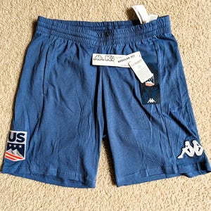 W's Kappa US Ski Team Shorts- Blue Fiord - NEW + Kappa USST Kombat Dream Top - LARGE - White Antique
