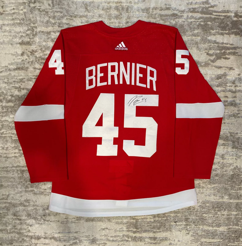 Adidas Detroit Red Wings Jonathan Bernier 52 (L) Jersey Autographed / Signed