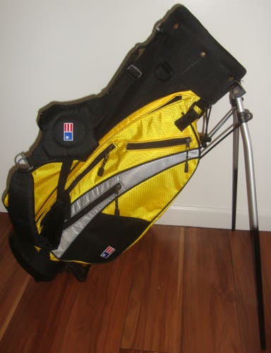 USKG Champion Stand Golf Bag US Kids Golf Yellow W/ Straps 4 Way Divider 33"