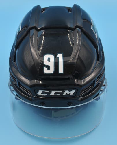 San Jose Barracuda AHL Game-Used CCM Black #91 Anthony Vincent Helmet Pro Stock