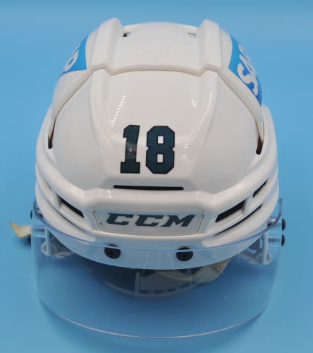 San Jose Sharks NHL Game-Used CCM #18 Lane Pederson Helmet Pro Stock